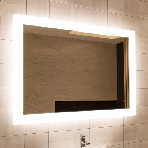 Miroir de salle de bain mural illuminé à LED avec désembuage