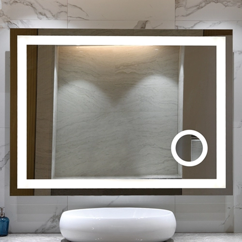 Miroir de salle de bain éclairé par LED avec grossissement 5x