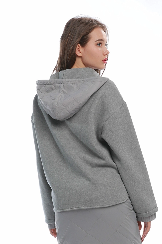 Pull à capuche femme en molleton surdimensionné décontracté gris automne