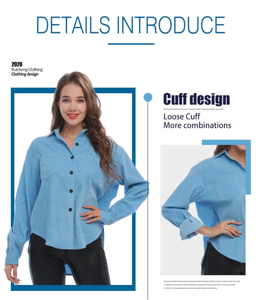 Women Breathable Corduroy Shirt