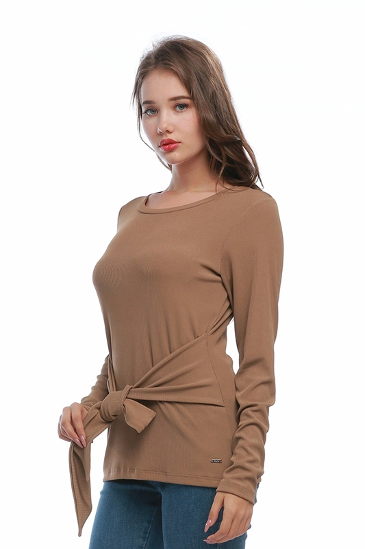 Basique Casual Femmes Automne Arc À Manches Longues Slim Tricots Ras Du Cou Chandail Tricoté