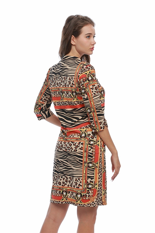 New Animal Leopard Print Knit Elegant Ladies' Girls' Women's Dress