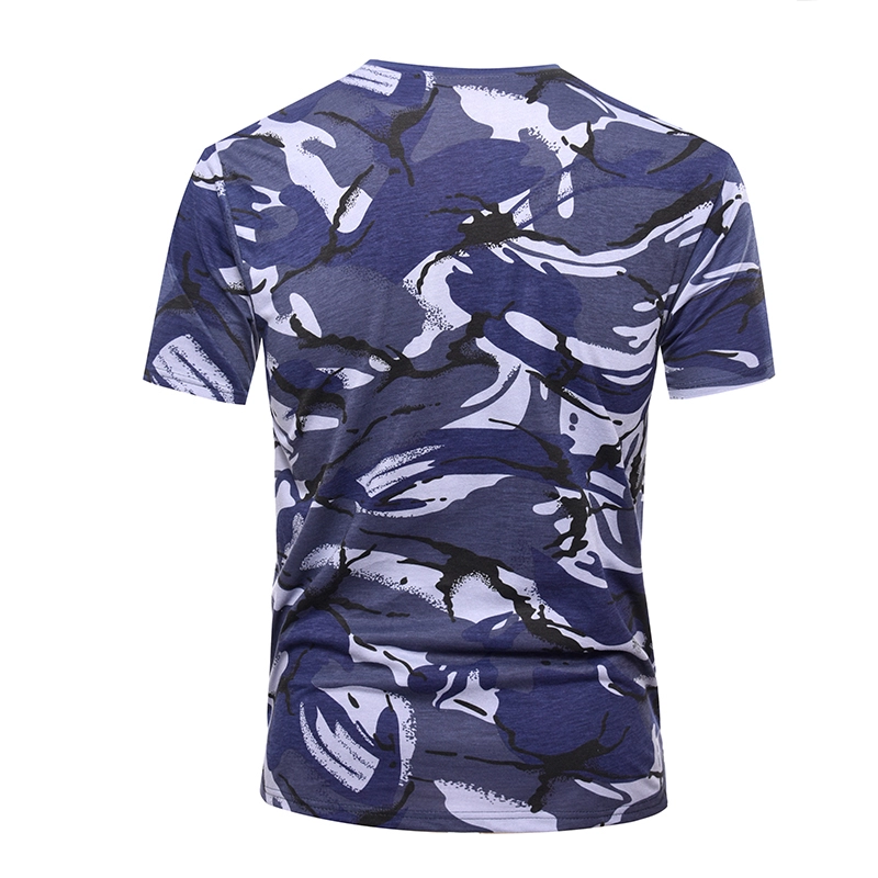 T-shirt en maille de coton camo bleu militaire