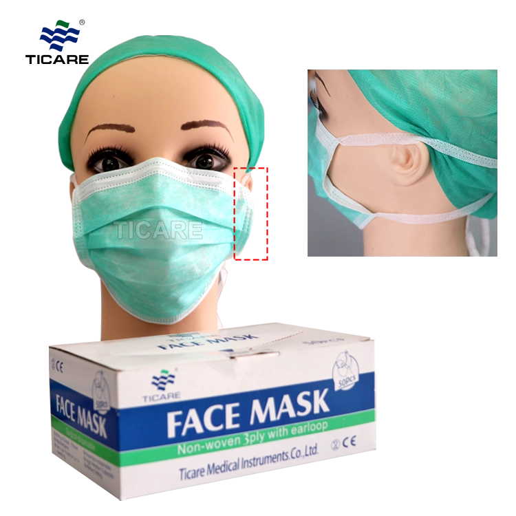 Masque facial jetable chirurgical professionnel non tissé médical 3Ply
