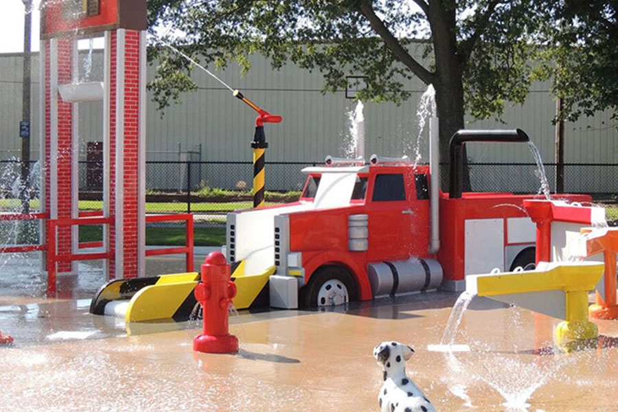 Histar Fire Rngine thème Splash Pad équipement de parc aquatique jouets d'eau en plein air enfants jeu d'eau
