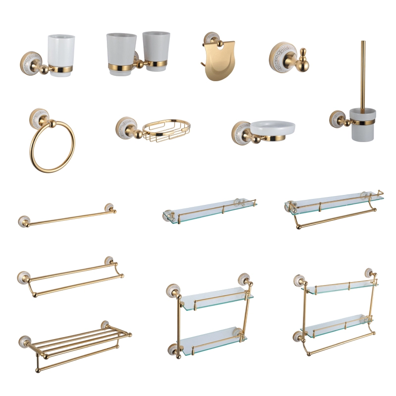 Ensemble d'accessoires de salle de bains de style européen, ensemble de quincaillerie, anneau de serviette en or rose de haute qualité, double porte-gobelet, accessoires de supports de bain