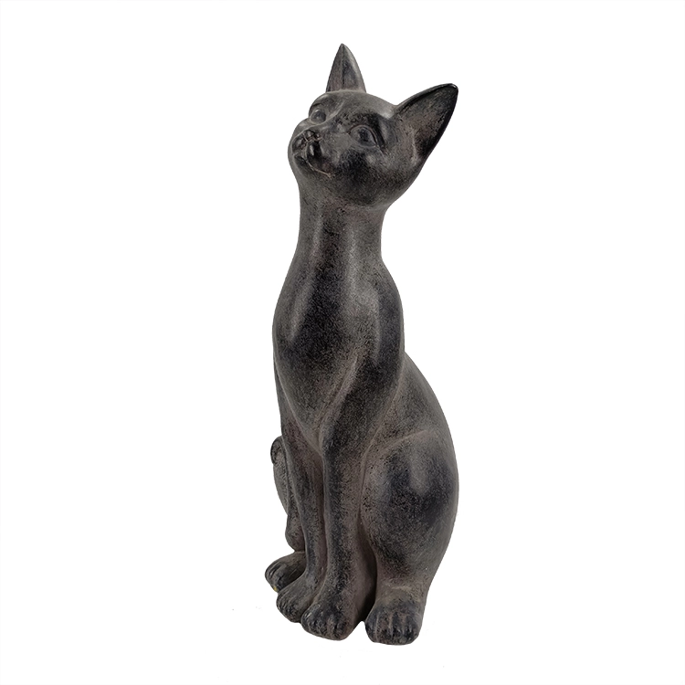 Chaton en résine debout Figurine de chat noir Statue animale