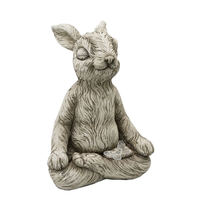 Statue de jardin lapin méditant en résine