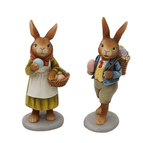 Décoration de Pâques en résine Figurines de couple de lapins