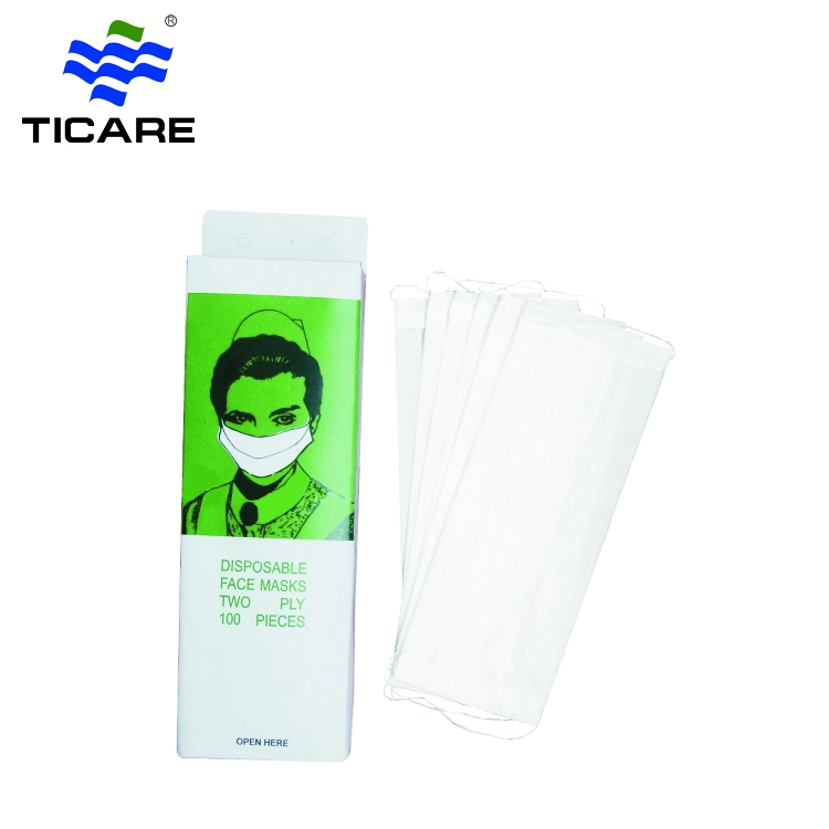 Masque facial en papier à 2 épaisseurs à contour d'oreille jetable pour le traitement des aliments et la clinique