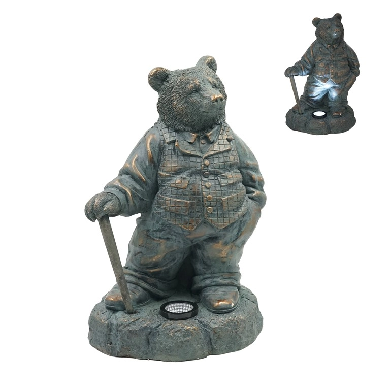Figurine MGO Bronze Mr.Bear avec lumière solaire