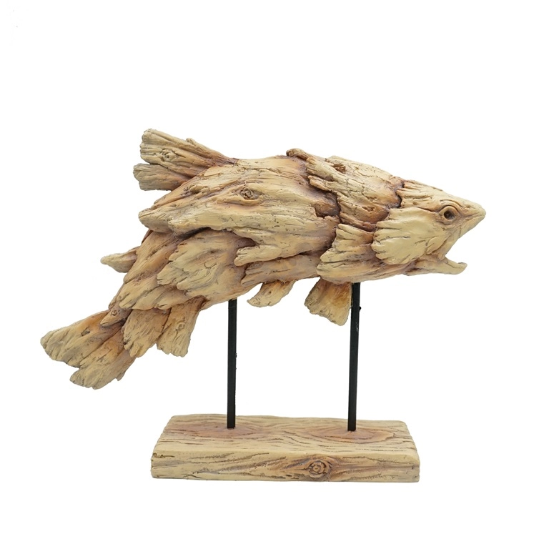 Sculpture de poisson sautant en résine Driftwood Design