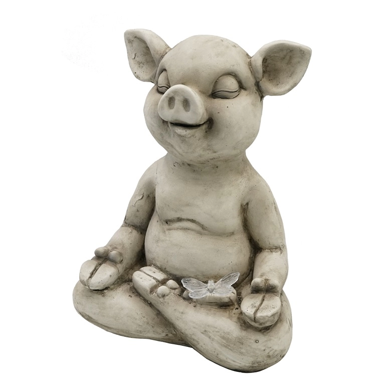 Figurine de jardin MGO en forme de cochon de yoga méditant
