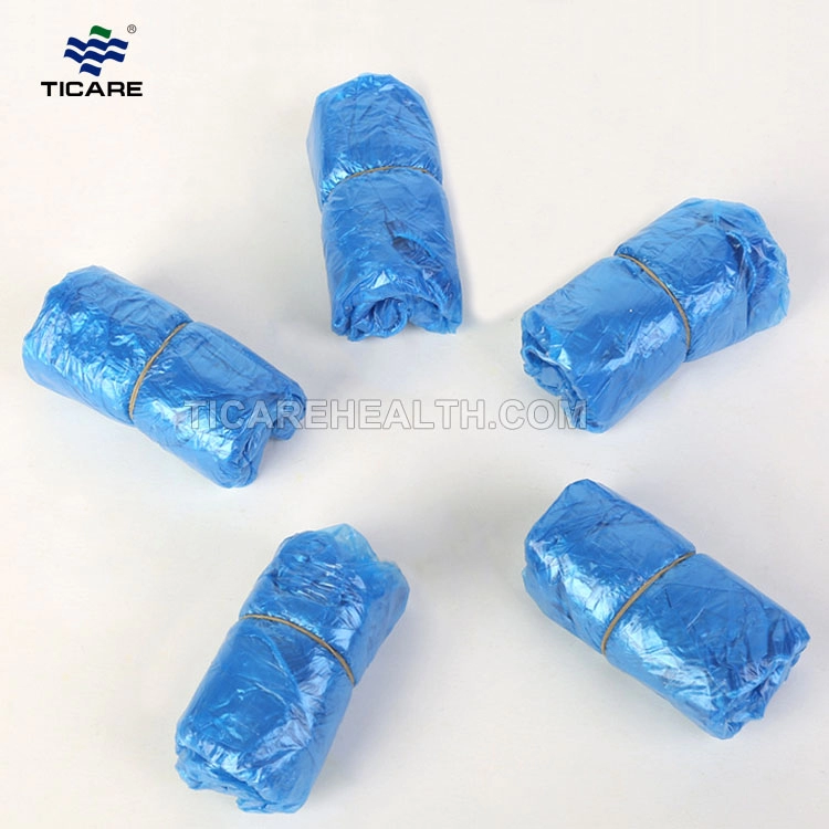 Couvre-chaussures jetables en plastique bleu imperméable en polyéthylène CPE