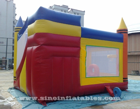 Maison de rebond gonflable 5 en 1 crayonland pour enfants avec toboggan pour les fêtes en plein air en matériau de 1ère classe