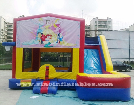 Maison gonflable combinée de rebond de princesse d'enfants avec la glissière faite de matériel sans plomb de Guangzhou gonflables
