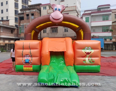 Château plein d'entrain gonflable de singe de jungle d'enfants extérieurs avec le toit de la glissière N de Sino Inflatables