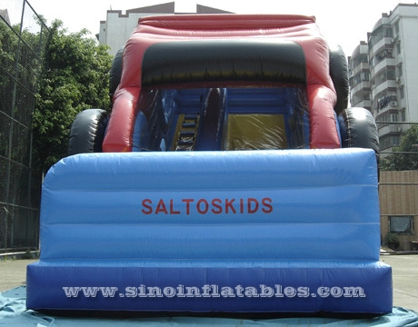 Glissière de voiture gonflable pour enfants à grande roue de 21 'de haut avec impression complète pour le divertissement dans l'arrière-cour