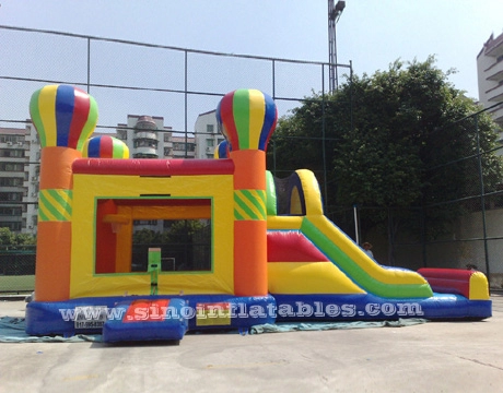 Maison gonflable de rebond d'enfants de ballon d'arc-en-ciel commercial 4in1 avec la glissière pour l'amusement extérieur fabriqué à partir de l'usine gonflable de la Chine