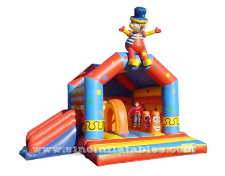 Château plein d'entrain gonflable de clown d'enfants de catégorie commerciale avec la glissière pour des parties extérieures de Sino Inflatables