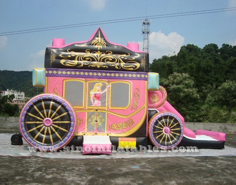Maison gonflable de rebond de chariot de princesse de partie d'enfants avec la glissière faite de fil certifié du matériel N de l'usine Sino Inflatables