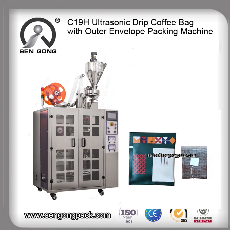 Machine à emballer ultrasonique de sac d'égouttement de C19H PLA pour le café d'Irlande avec l'enveloppe extérieure