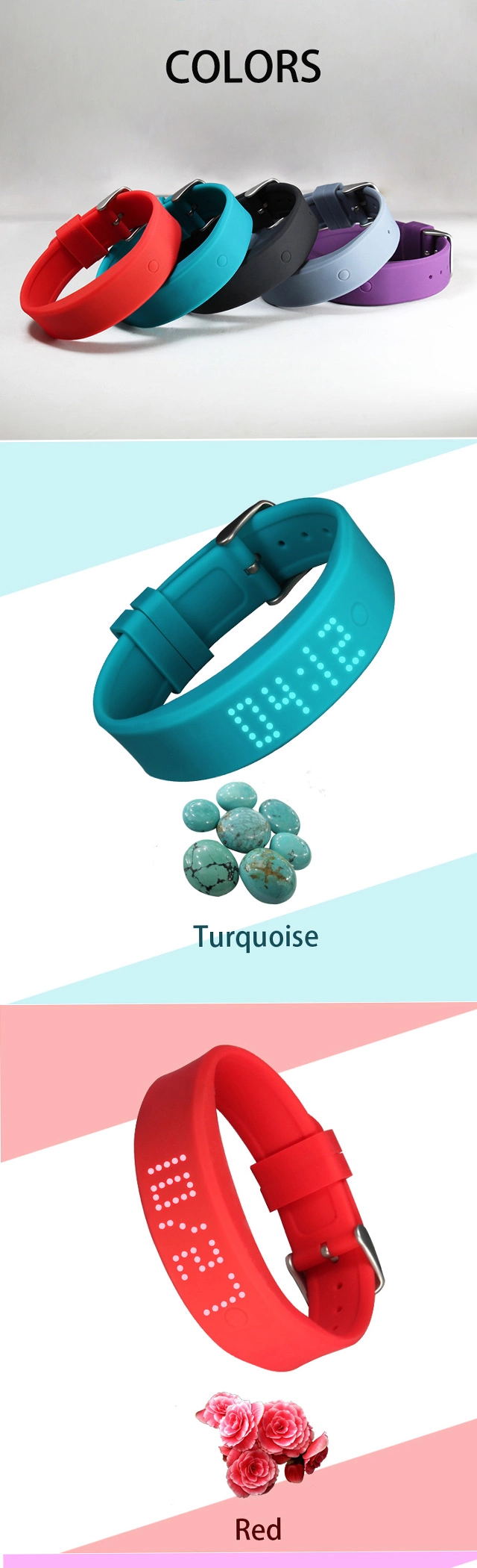 Bracelet de sport RFID en silicone coloré