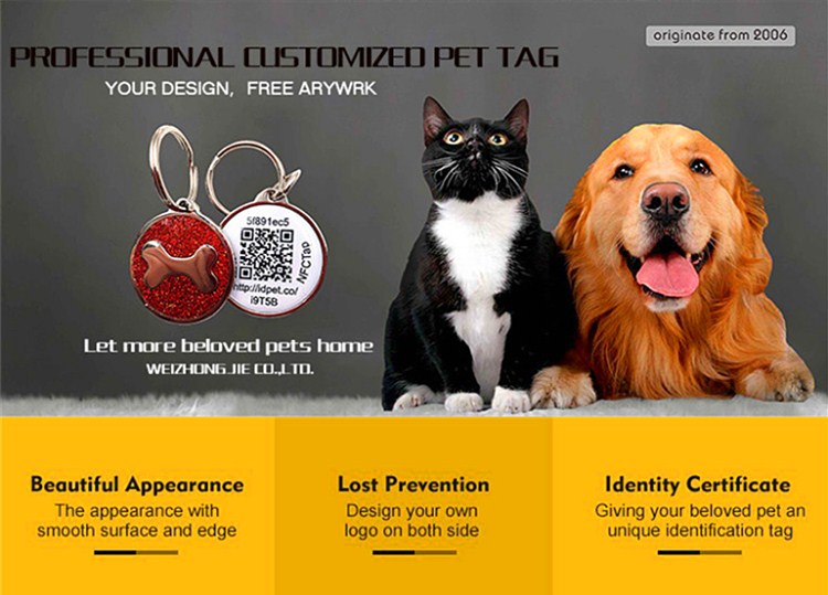 Étiquettes d'identification pour animaux de compagnie Nfc