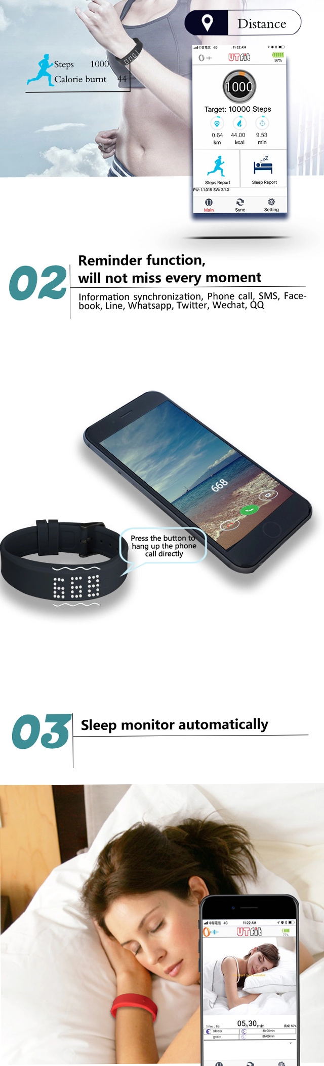 Fonction de bracelet de sport RFID en silicone