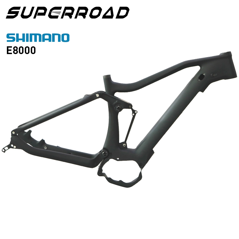 Cadre de vélo électrique Enduro en carbone à suspension complète, moteur Shimano adapté