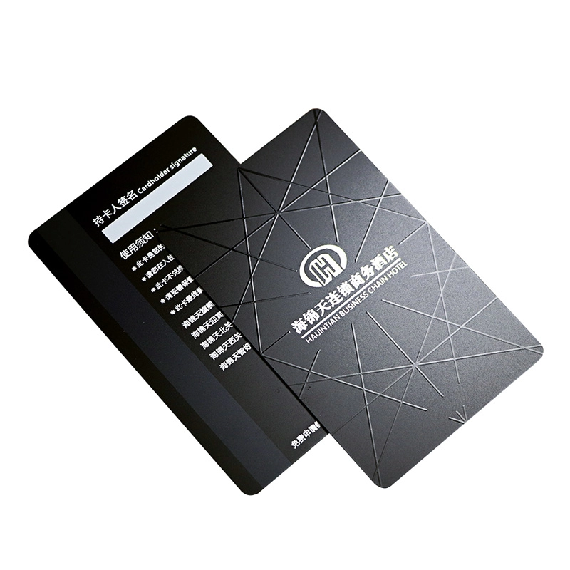 Cartes principales noires d'hôtel de PVC 13.56MHz RFID S50 avec la tache UV