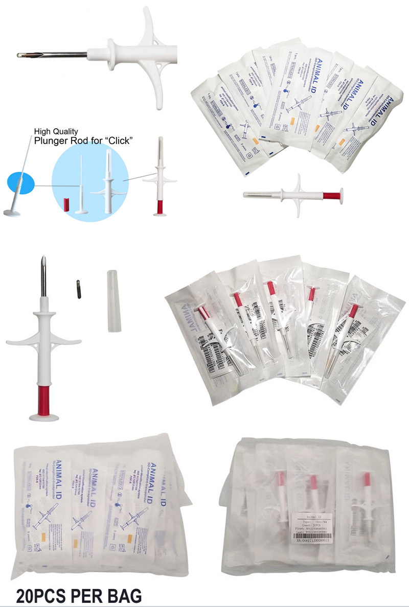 Étiquettes animales de Rfid de tube en verre de la taille 2X12MM de puce de puce avec la seringue