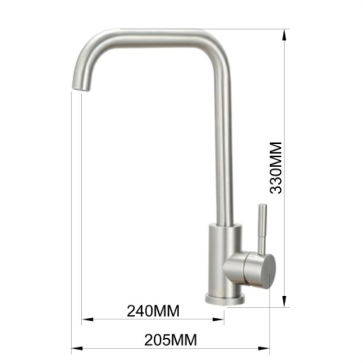 Robinet de cuisine en acier inoxydable 304 à arc élevé