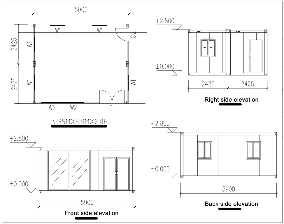 Conception de maison de conteneur de 40 pieds