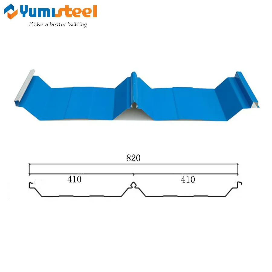 Tôle d'acier de couleur métallique de toiture galvanisée YX56-410-820