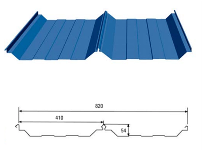 Feuilles de toiture en acier ondulé de panneau mural de type 820 morsures