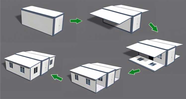 Maison de conteneur pliable pour maison mobile extensible facile à assembler