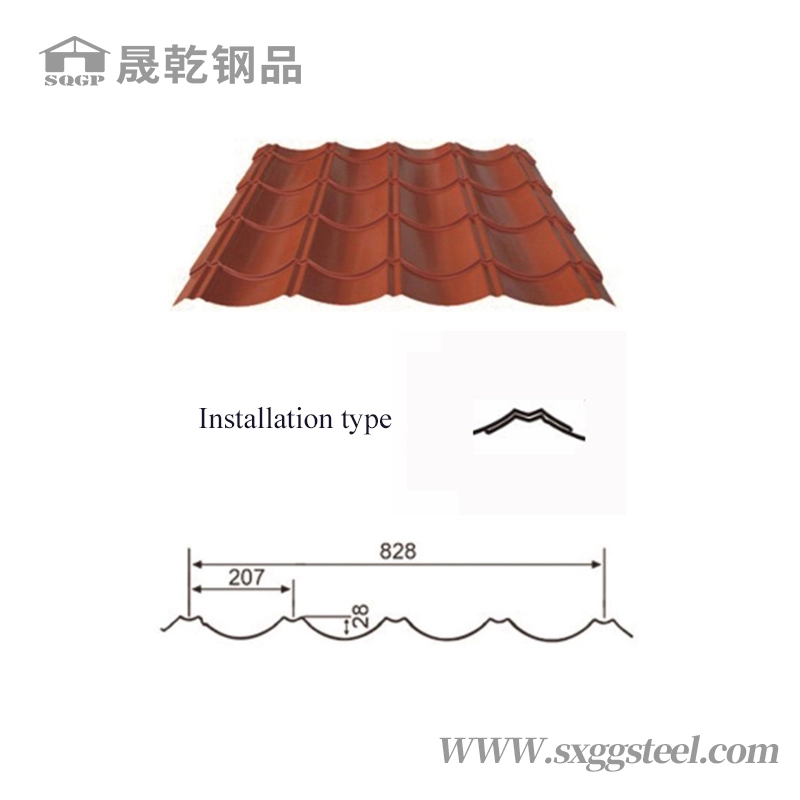 Tôle d'acier de toiture galvanisée ondulée enduite de couleur