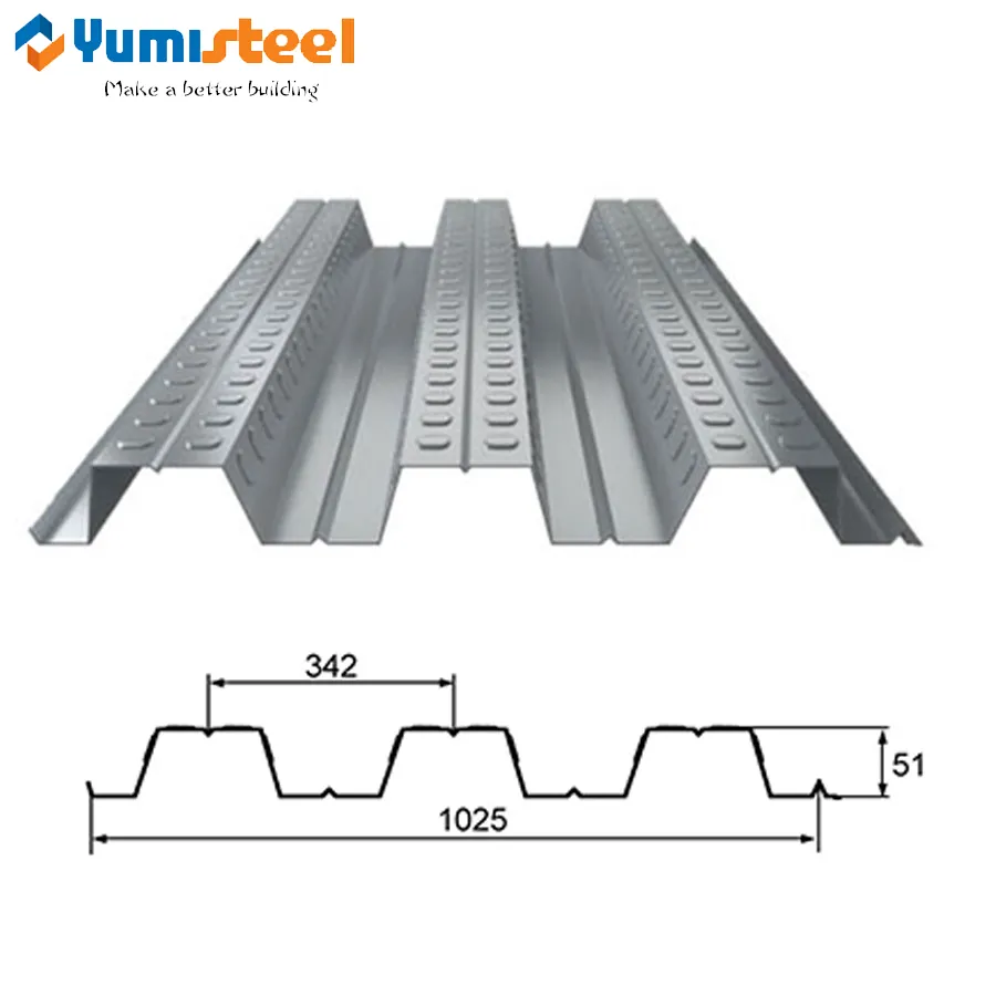 Tôle d'acier de plate-forme de plancher ondulée de revêtement de zinc de 0,8 mm