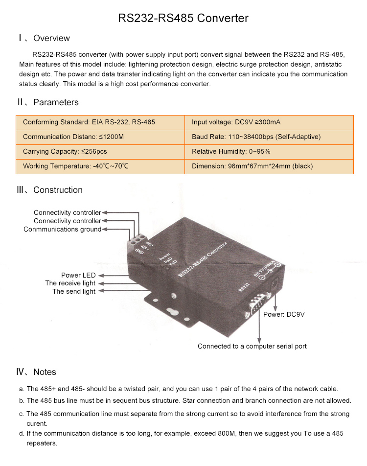 Convertisseur Rs232 en Rs485