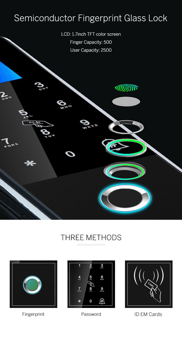 Serrure en verre à empreinte digitale à semi-conducteur