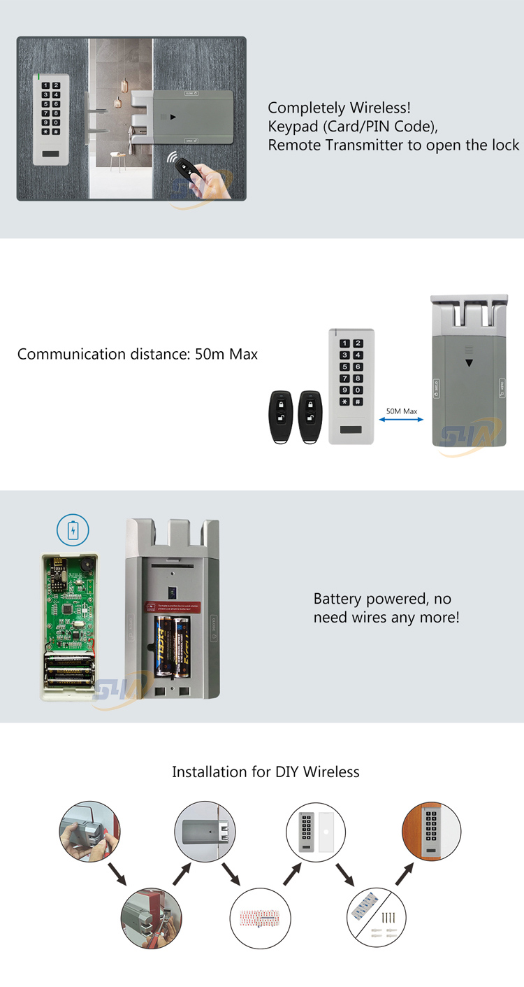 La serrure de porte sans fil 433 MHz fonctionne avec le Keypad-D5-P