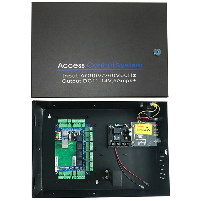 Système de carte de contrôle d'accès Wiegand à quatre portes basé sur ordinateur réseau TCP/IP avec boîtier d'alimentation d'accès