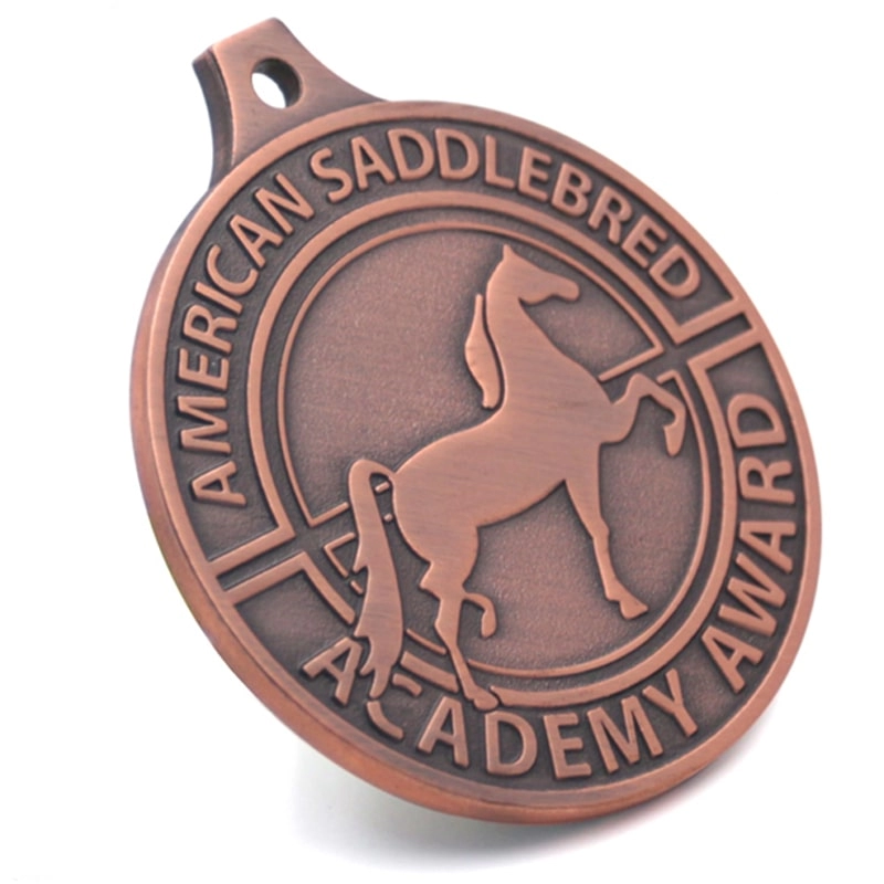 Médaille cheval cuivre mat personnalisée sur mesure