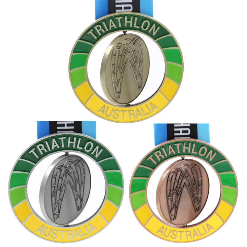 Médaille de triathlon spinning personnalisée en usine