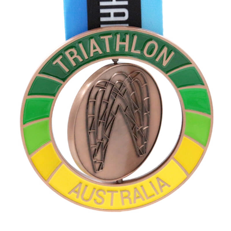 Médaille de triathlon spinning personnalisée en usine