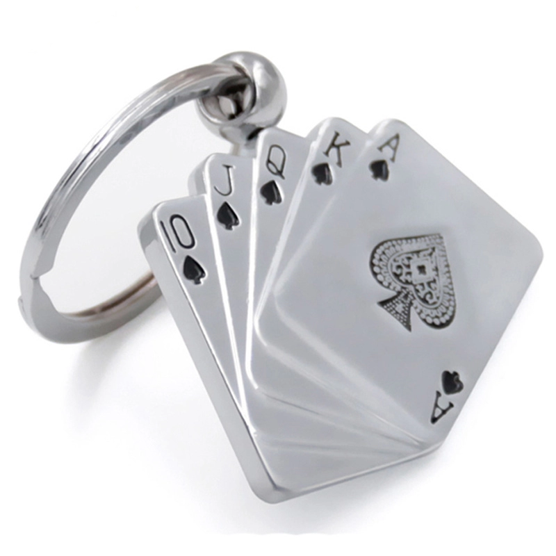Fournisseur personnalisé de porte-clés en métal de poker 3D