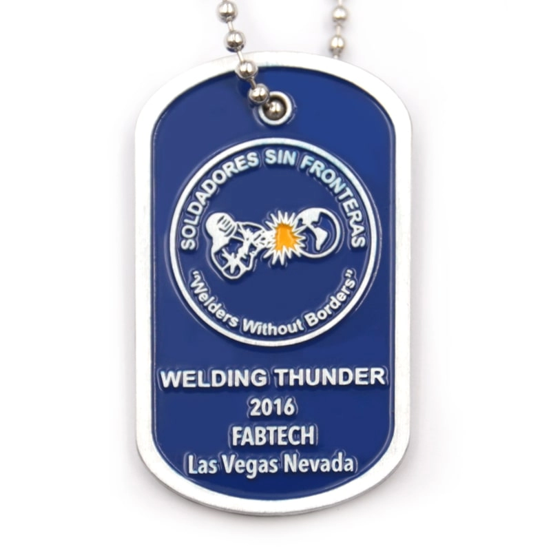 Usine de pendentif d'étiquette de chien en émail bleu avec logo personnalisé