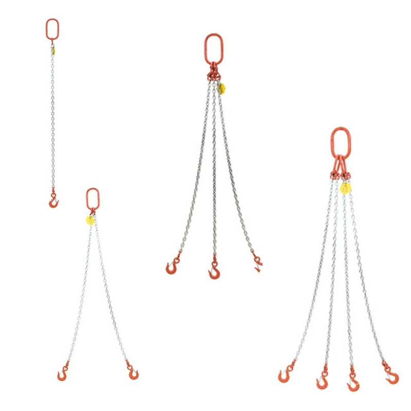 Élingue de levage à chaîne simple/double/trois/quatre T80 avec crochet de préhension et ajusteurs