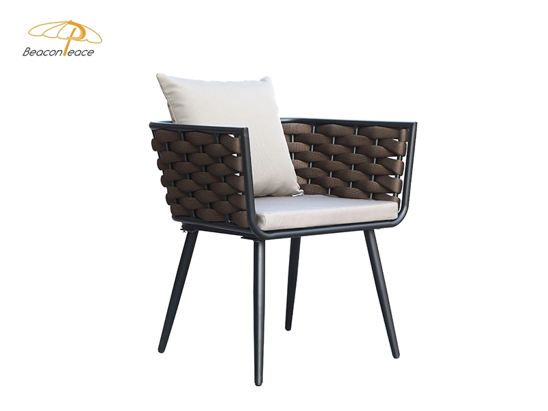 Chaise de tissage de corde de patio, mobilier d'extérieur de salle à manger en aluminium